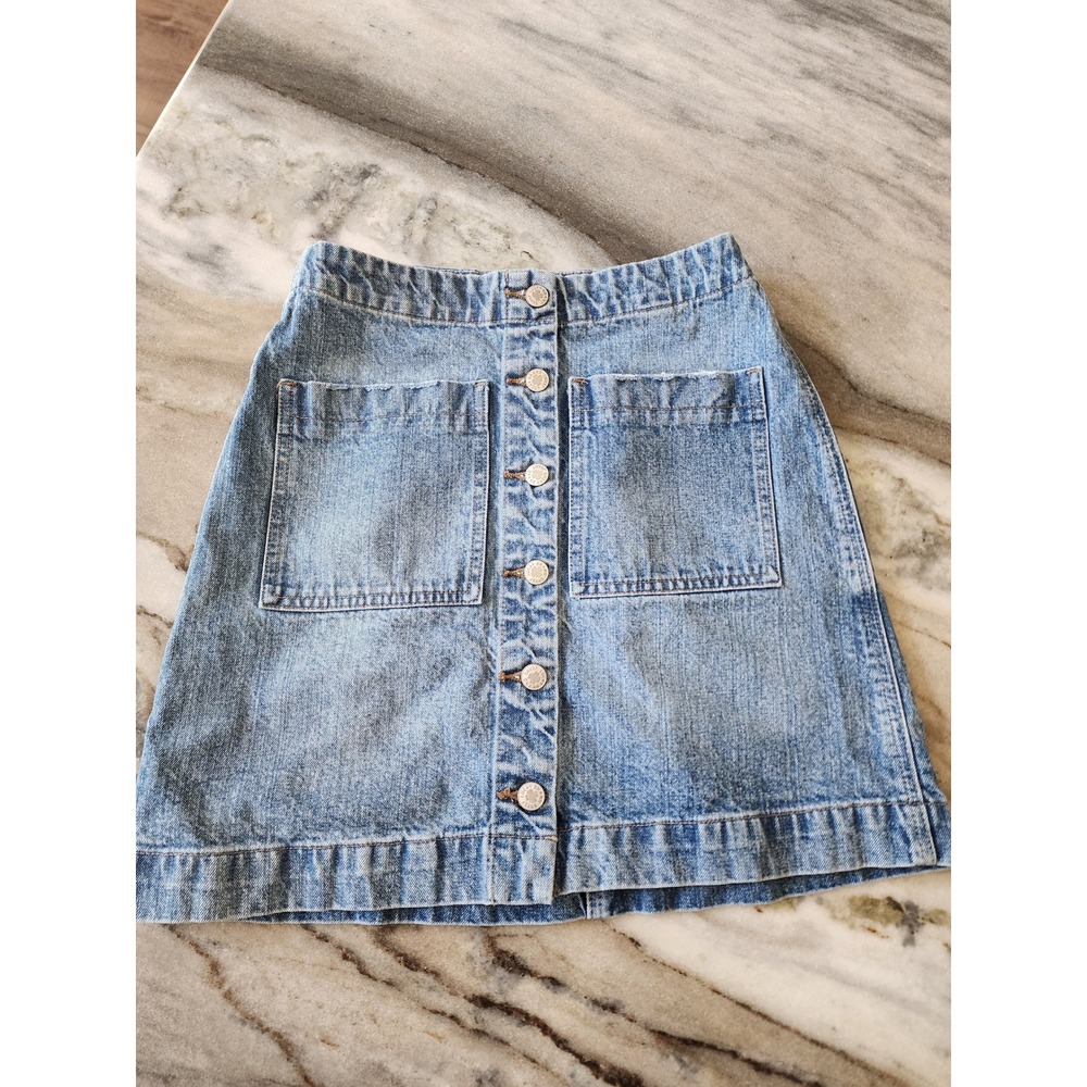 Lucky Brand Womens Blue Denim Button Front Mini Skirt Size 2 26